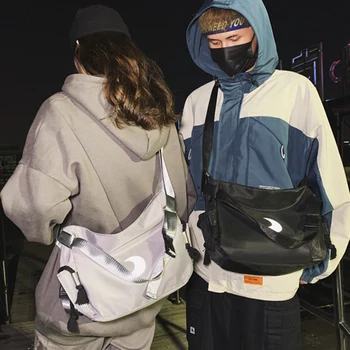 

Hip-Hop Men's Tooling Shoulder Bag Fashion Waterproof Outdoor Sports Messenger Bag Large Capacity Student Bag