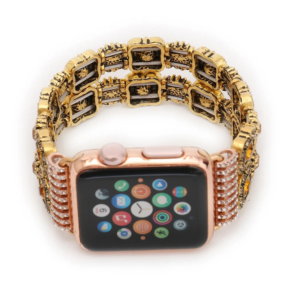 Роскошный браслет с бриллиантами для Apple watch band 38 мм 42 40 44 металлический ремешок