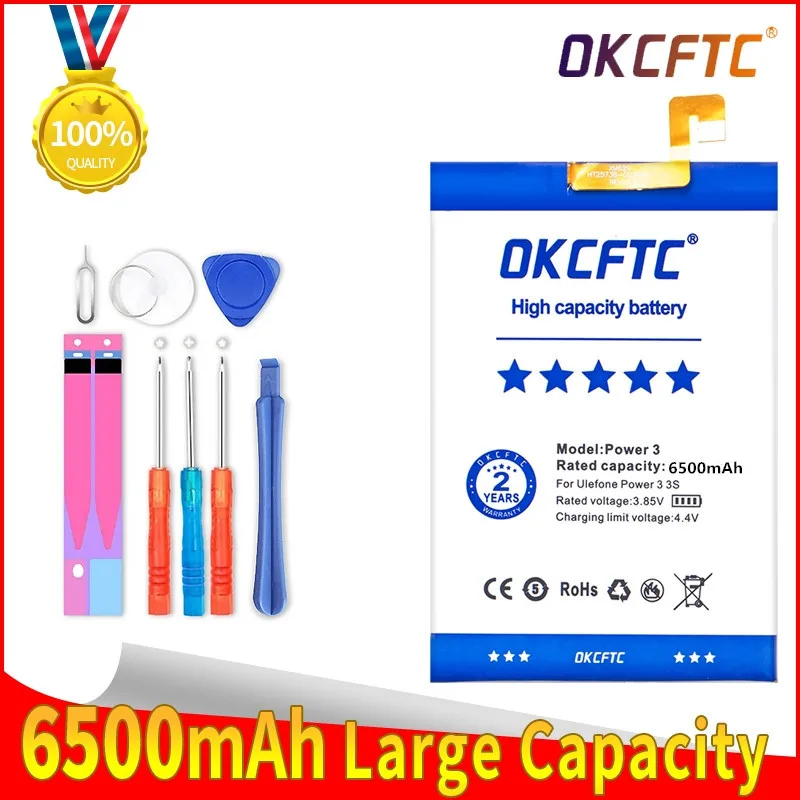 

OKCFTC 100% Original 6500mAh Battery For Ulefone Power 3 3S