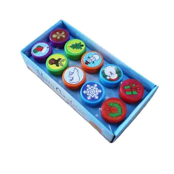 

1 Set of Round Stamps Christmas Elements Pattern Seals Cartoon Design Stampers Party Favors Kids Gifts for Award DIY Craft