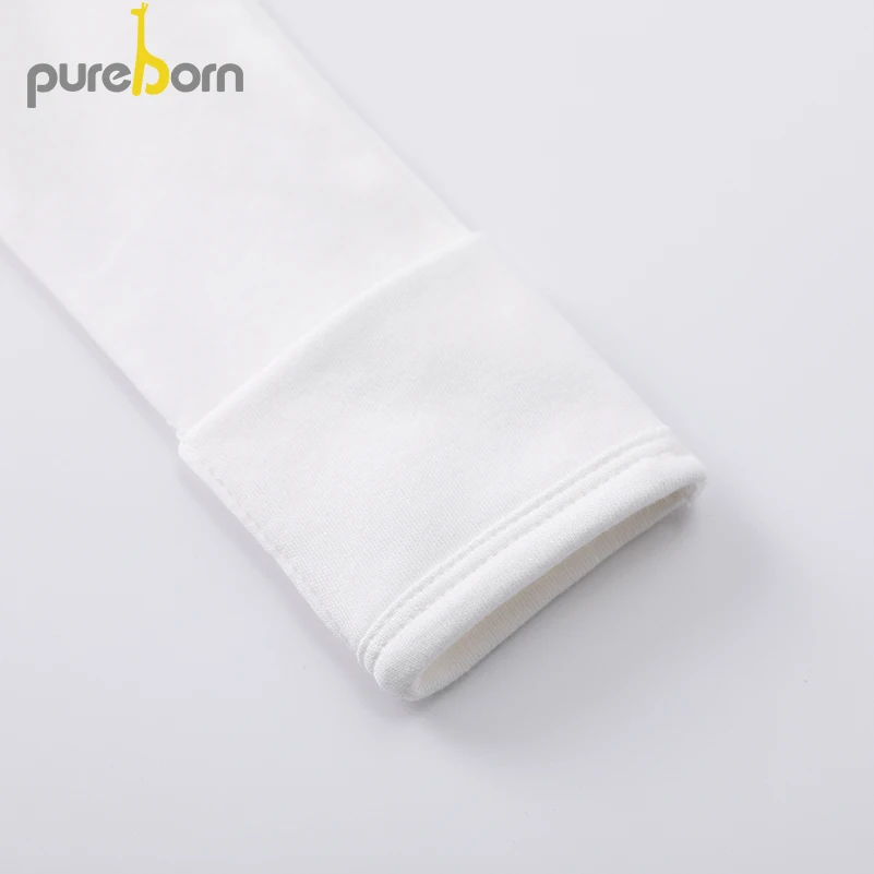 Pureborn Newborn Baby Bodysuit Peter Pan Collar Long Sleeve Jumpsuit Boys Girls Infant Outfits Solid Cotton Bapstim Costume