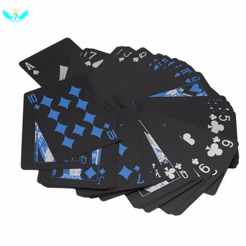 

Quality Waterproof PVC Plastic Playing Cards Poker Classic Magic Tricks Tool Pure Black Magic Box-packed DWH5