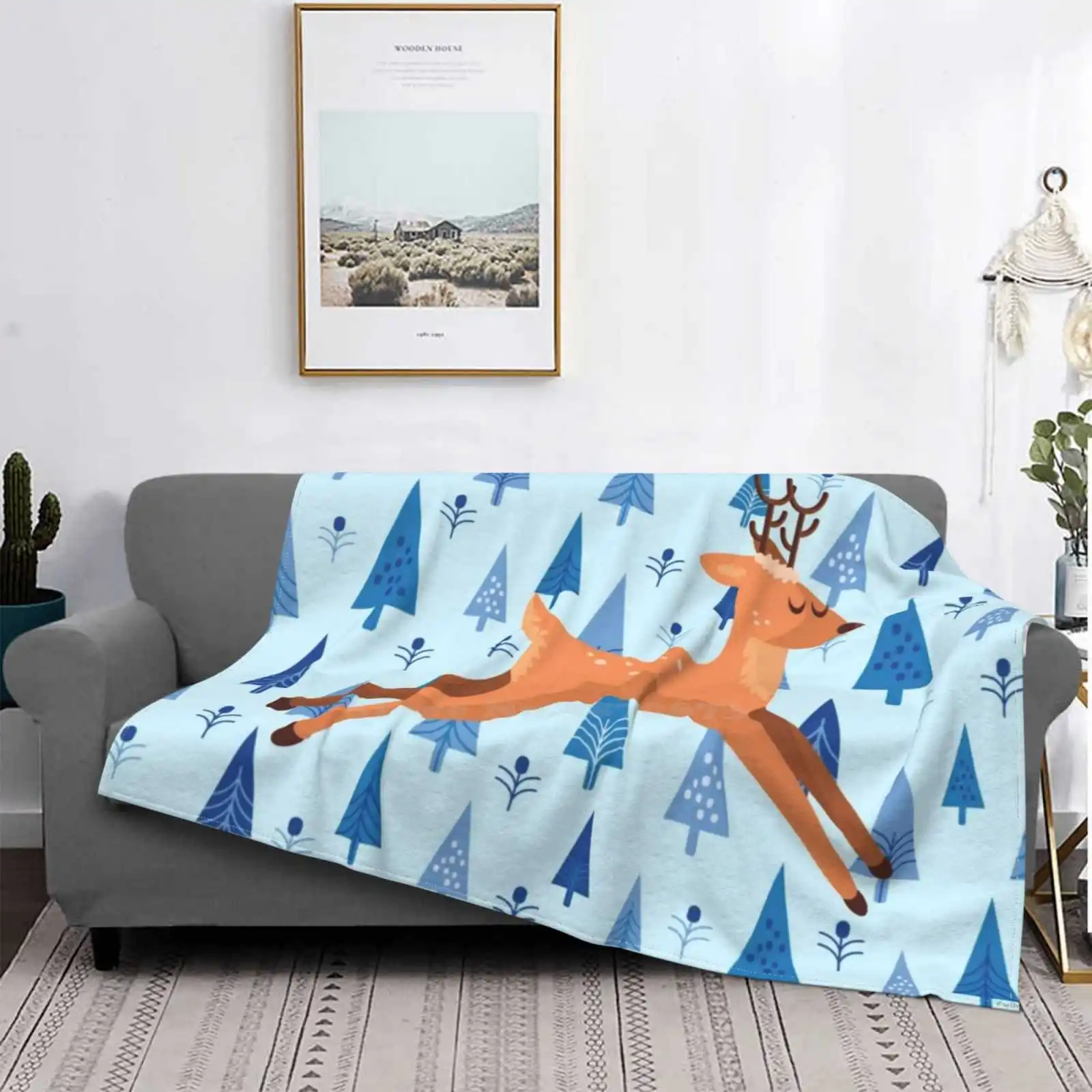 

Winter Deer Creative Design Light Thin Soft Flannel Blanket Christmas Xmas Christmastree Christmasdecor Handmade Love