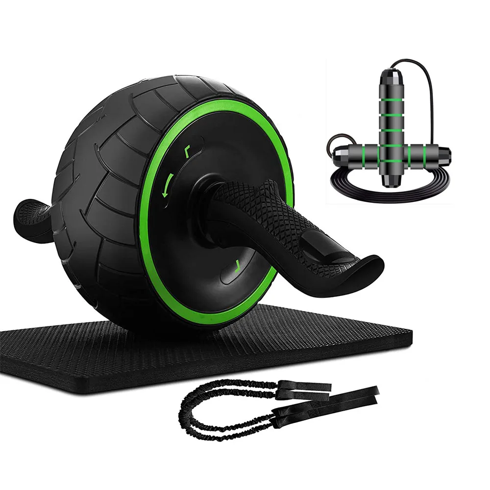 

Fitness Ab Wheel Roller with Knee Mat and Jump Rope Workout Resistance Bands Home Gym Equipment for Men Women Abdominal Exercise