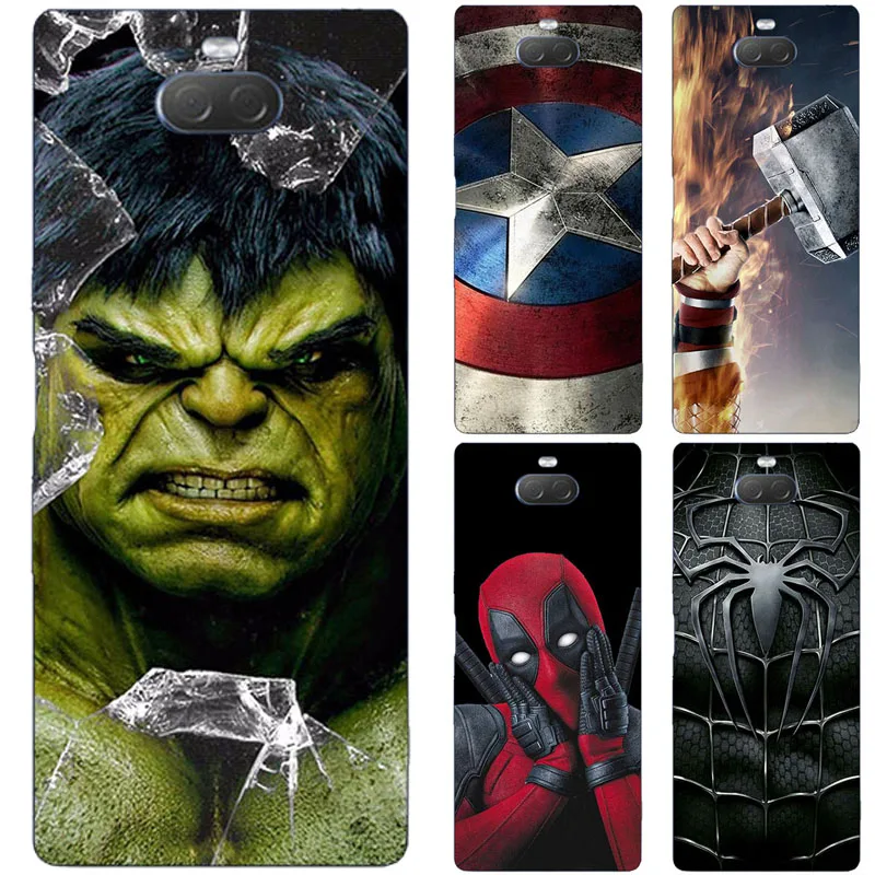 

Superhero Phone Case Cover For Sony Xperia 10 Plus Case 10Plus 6.5'' Silicone Painting Back Cover For Sony Xperia 10 Case 5.9''