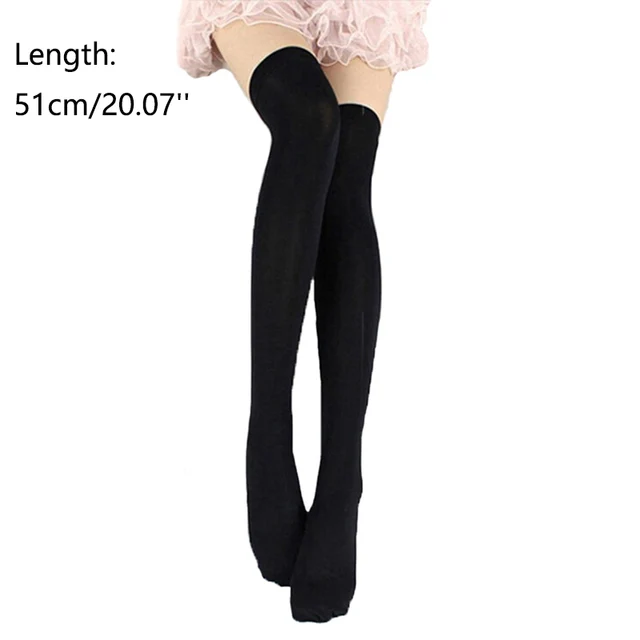 Candy Color Thigh High Stockings Sexy Cosplay Women Warm Stocking Nightclub Elastic Medias For Sexy Lingerie 51cm 16Black