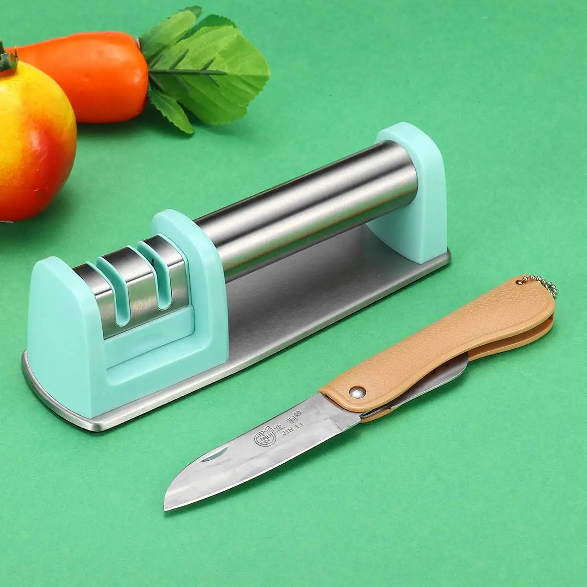 Blue Точилка для ножей, 2 этапа, Профессиональная кухонная заточка, точильный камень, точильный камень, вольфрам, Алмазный керамический точильный инструмент - Цвет: Blue