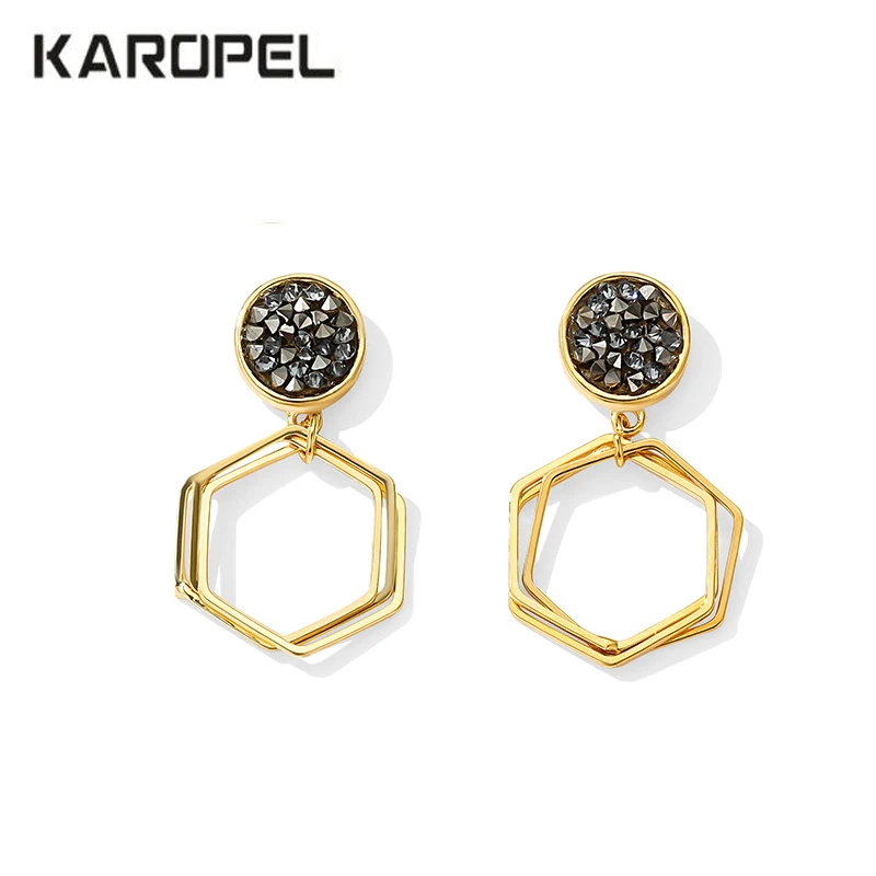 

2020 New Fashion Crystal Drop Earrings Simple Metal Geometric Statement Dangle Pendientes Earrings For Women Charm Jewelry