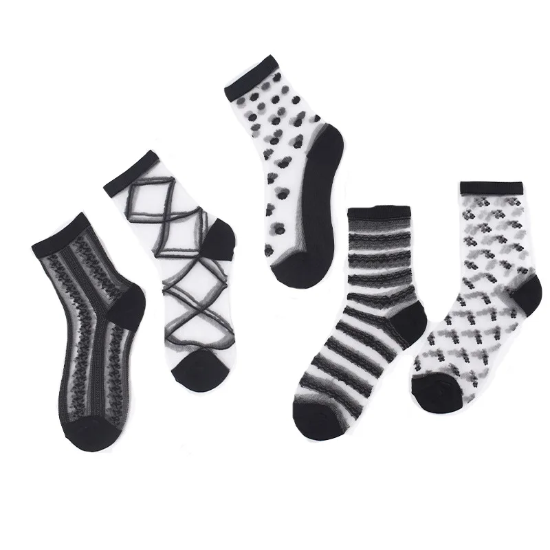 5 пар, новые тонкие прозрачные носки для женщин, летние модные женские сетчатые носки, мягкие и удобные носки, Летний стиль