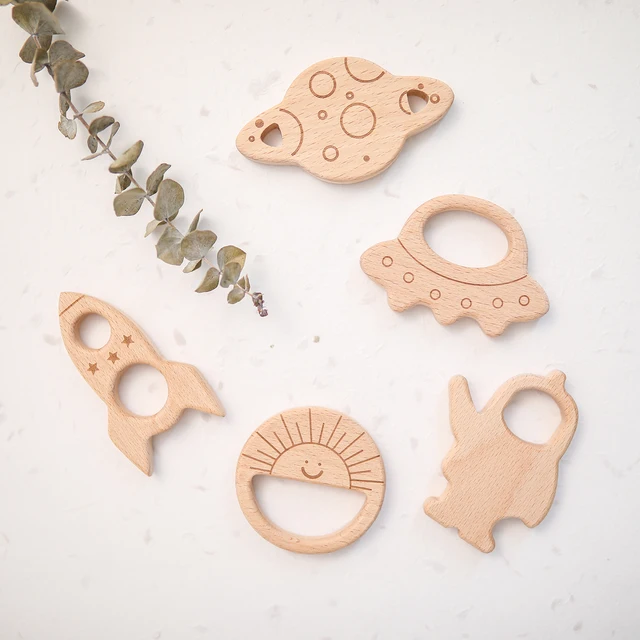 Space Series Wooden Building Block Toys for Children Montessori Baby Toy Stacking Blocks Baby Teether for Teeth Small Wood Gift 2