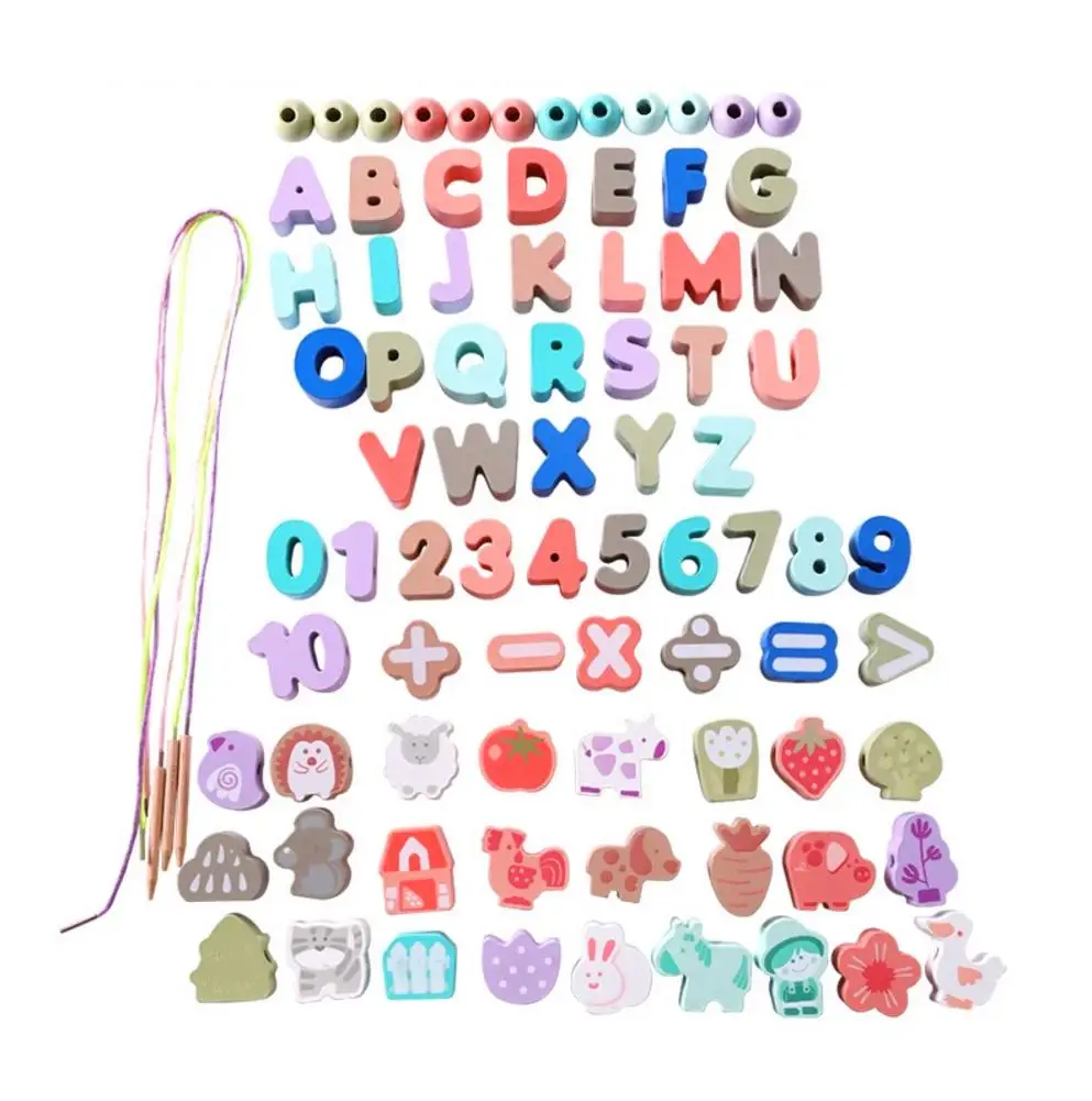 Wooden Farm Number Ocean Letter Beads Multi Purpose Beads Children Toy For Children Education Jewelry Making DIY Bracelet