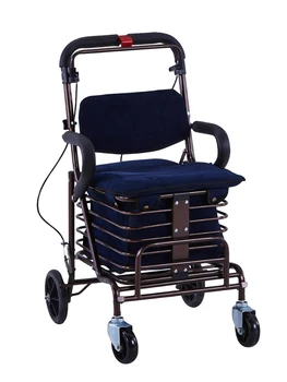 

Old Age Walker Shopping Cart Old Man Trolley Folding Can Push Can Sit with Step Seat Four Rounds Buy Food Cart