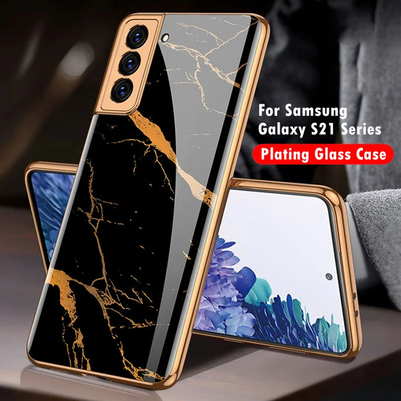 Luxury Plating Case For Samsung Galaxy S21 5g Case Soft Tpu Frame Hard Glass Back Cover For Samsung Galaxy S21 Ultra S21 Plus 5g Phone Case Covers Aliexpress