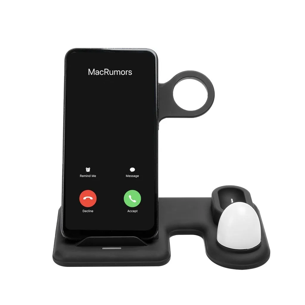 Быстрое QI Беспроводное зарядное устройство 4 в 1 USB Беспроводная зарядная станция для Apple Watch Airpods iPhone с настольной лампой светодиодный светильник