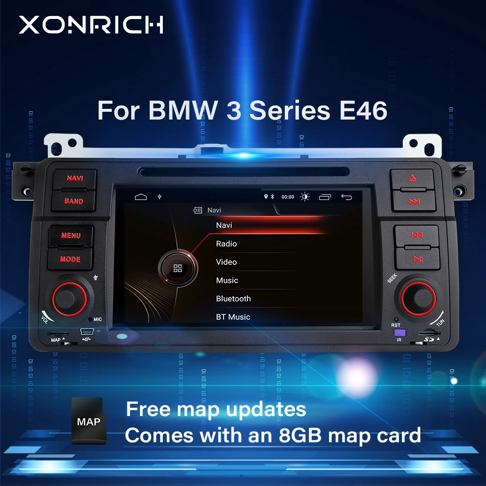 Xonrich Lettore Dvd Per Auto 1 Din Doppio Din Per Bmw E46 M3 318I/320/325/330/335 Rover 75 Mg Zt Autoradio Navigazione Gps Multimedia