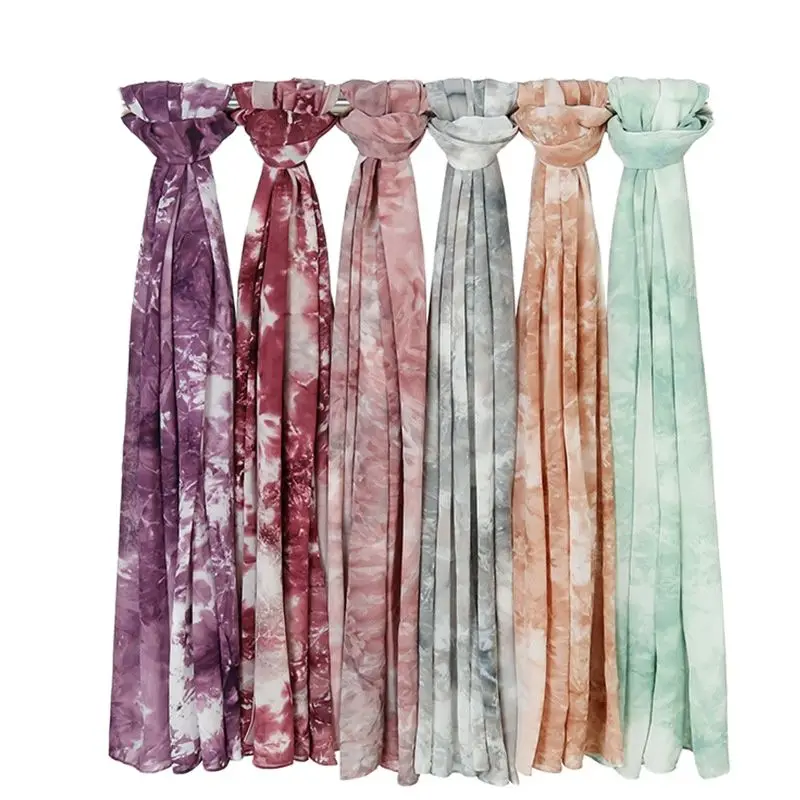

1 Pcs Plain Ombre Floral Bubble Chiffon Instant Hijab Lady Gradient Scarf Shawls Bufandas Muslim Wrap Headband Scarves 12 Colors