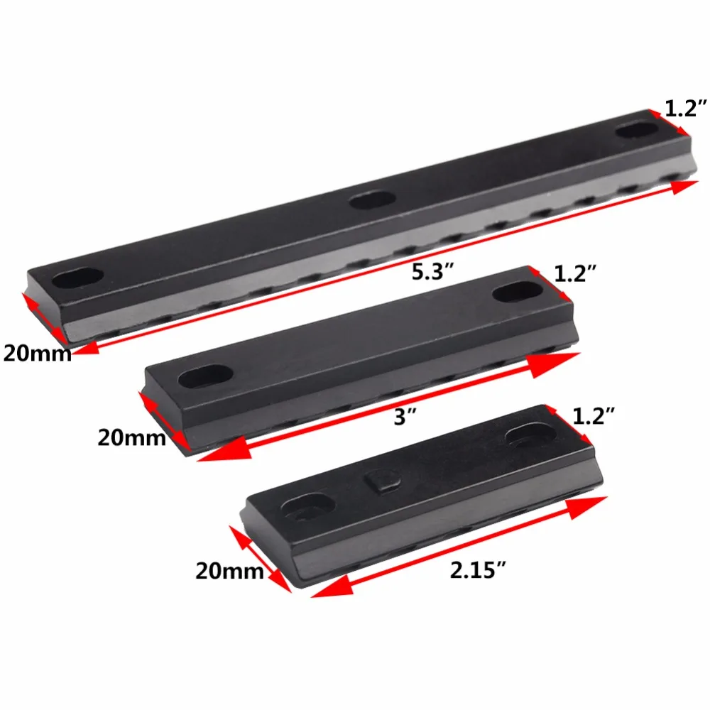 3 Sizes Tactical Hunting 2 5 Slot  3 7 Slot  5 13 slot Aluminum Keymod Scope Mount 55mm 75mm 135mm Picatinny Weaver Rail Airsoft Gun Shooting Accessory Rail Mount RL1-0023 (8)