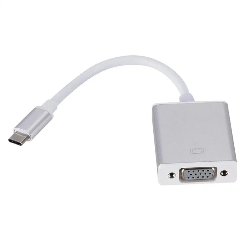 USB 3,1 type C USB-Cale штекер для женщин VGA Кабельный адаптер-переходник для MacBook, ПК, ноутбук - Цвет: Silver