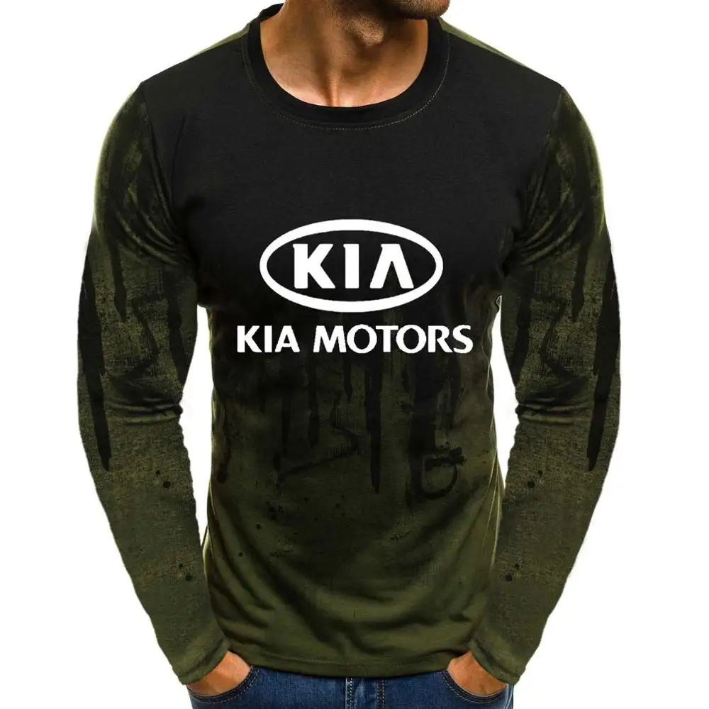 Пуловер с круглым вырезом и градиентом, свитшоты с логотипом автомобиля KIA Motors, повседневные хлопковые мужские толстовки в стиле хип-хоп, Harajuku, мужская одежда