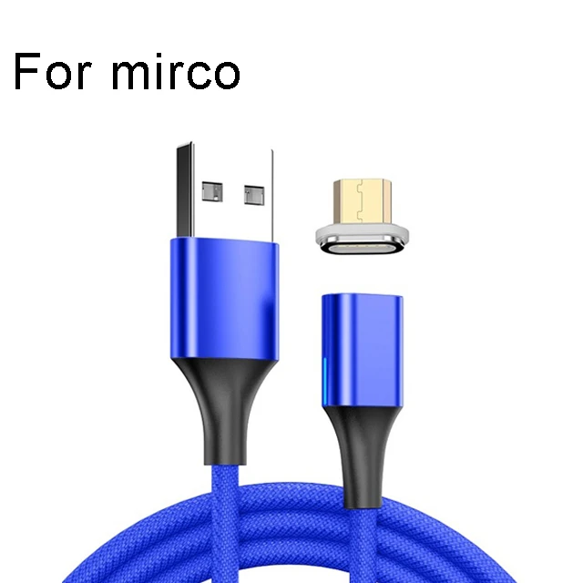 Магнитный кабель Micro Usb 3A, кабель для быстрой зарядки, магнитный Кабель Microusb, магнитное зарядное устройство для Xiaomi Redmi 7A 7 6 6A - Цвет: Blue for Mirco