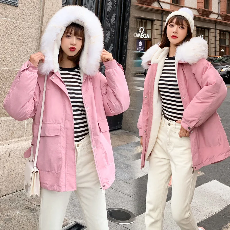 

Photo Shoot 2019 Winter Korean-style Fashion Loose F Waist Hugging Slimming Pike Brushed And Thick Coat Casual Cotton-padded Clo