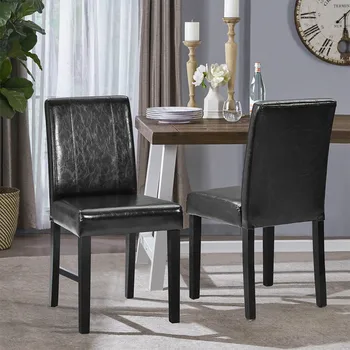 

Multifunctional Dining Chair Scratch-resistant Home Office Furniture Conference Hotel Restaurant Leather Dining Bar Chair Black