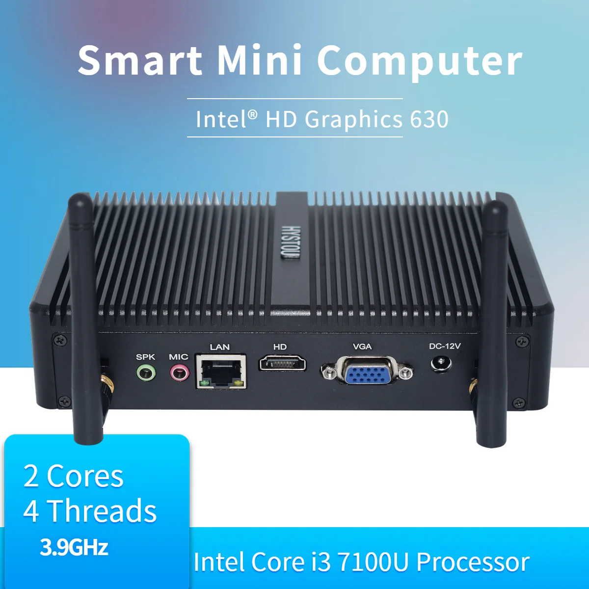 Дешевый безвентиляторный мини-ПК Intel i5 7267U i3 7167U Windows 10 Barebone система ПК блок