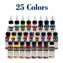 Чернила для татуировки 25 цветов 15 мл/БУТЫЛКИ Пигментные чернила для татуажа Крышка для перманентного тела Макияж Косметический набор для татуировки