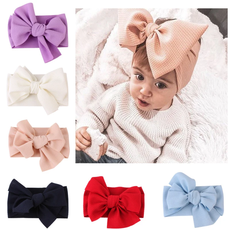 12 Colors Baby Headband Elastic Candy Solid Color Head Wrap Newborn Head bands Bowknot Bows kids