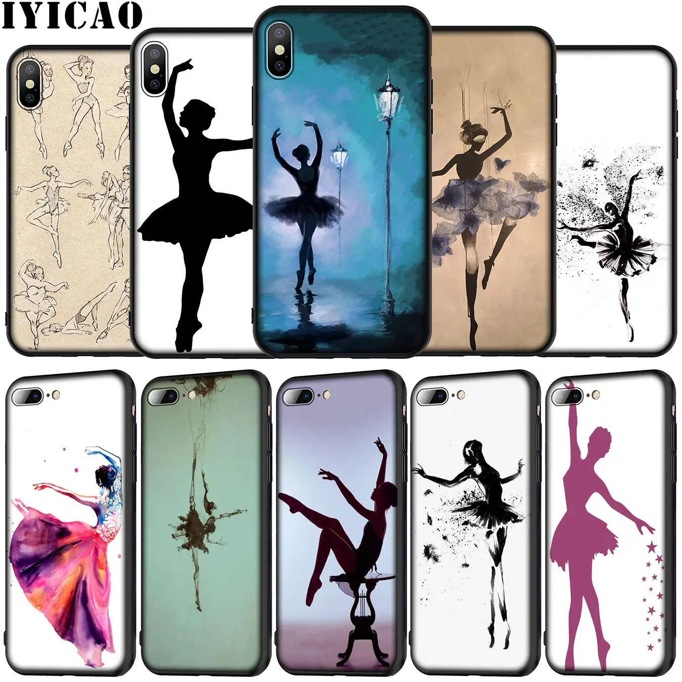 Ballerina dancing girl Soft Silicone Phone Case for iPhone 12 Mini XR X XS 11 Pro Max 5 5S SE 6 6S 7 8 Plus Black TPU Cover | Мобильные