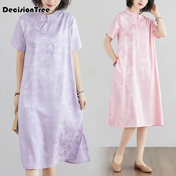 

2020 women chinese dress qipao long cheongsam chinese traditional dress flowers print vintage dress oriental robes vestido