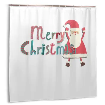 

CHARM HOME Santa Claus Whith You Joy Christmas Plastic Shower Curtain 72x72 In Customized BathroomWaterproof Polyester