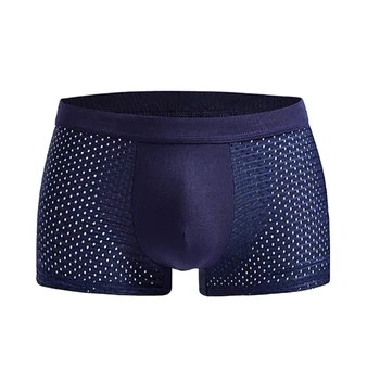 

New Arrival Men Sexy Ice Mesh Hole Underwear Breathable Soft Mid Waist Seoul Convex Separation Boxer Panties Drop SHipping