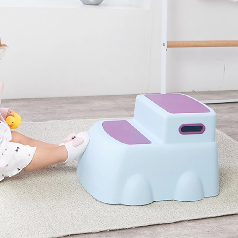 

Blue Children's Double Height Step Stool, Toddler's Stool, Suitable for Potty Training In The Bathroom
