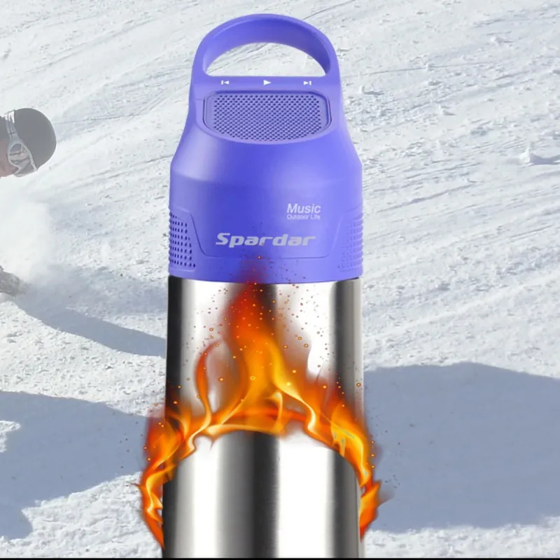 Вакуумная бутылка для воды Bluetooth динамик водонепроницаемый сохранение тепла беспроводной сабвуфер