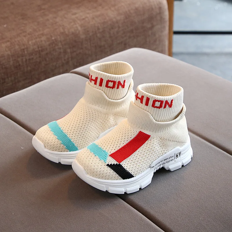 2019 Autumn Fashion Sports Shoes Explosion Models Children's Socks Casual Sets of Feet Knitted Kids Sneakers Black Pink |