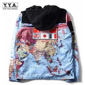 

Streetwear Men Casual Jacket Loose Fit Tops Fashion Printed Thin Section Hooded Coat Mens Autumn Short Windbreakers Outerwear