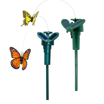 

2x Dancing Creative toys on garden tools Garden lawn Flowerpot Flower bed Decoration ornament, color Random (solar butterfly)