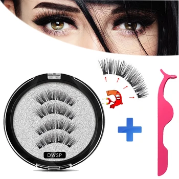 

3D New Magnetic eyelashes with 4 magnets Mink eyelashes natural long False eyelashes with applicator magnetic Lashes extension