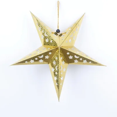 6pcs gold color 6pcs 90cm size Five-pointed Star Christmas Pendant for Drop Ornaments Ceiling Decorative - Цвет: 6pcs gold color