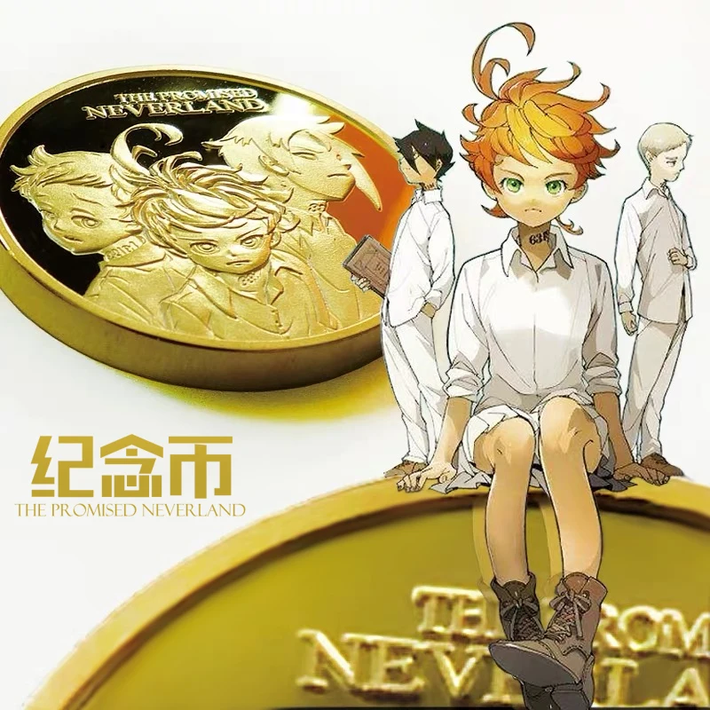 Позолоченная памятная медаль с аниме обетованная Neverland Emma для косплея золотистая