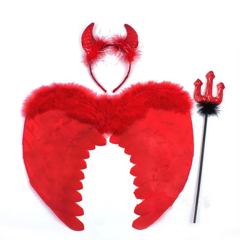 Новый набор палочек для волос с крыльями дьявола и перьями карнавальный костюм