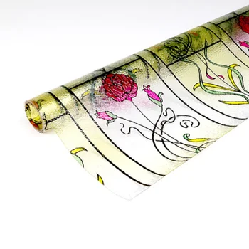 

Stained Flower Pattern Window Sticker Static Cling 3D Laser Embossing Privacy Protection Multi-Size Window Door Cabinet Decor