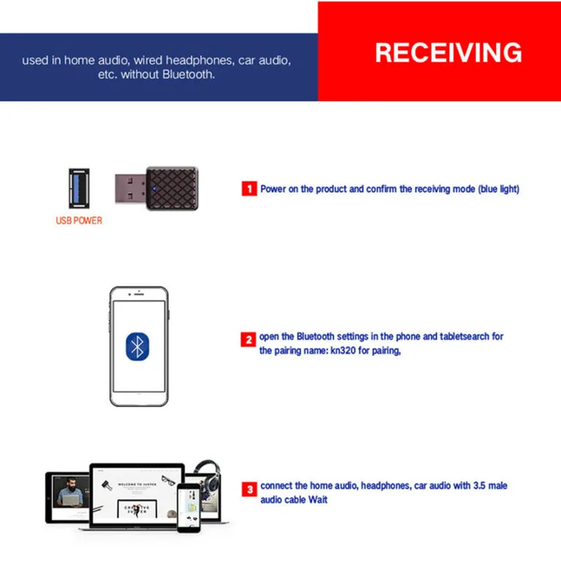 ТВ ПК динамик USB Bluetooth 5,0 передатчик аудио стерео приемник адаптер запчасти