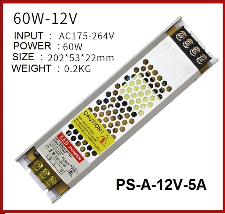 175-264Vac вход переменного тока, 12VDC выход, 5A 8A 12.5A 16.7A 25A 33A тонкий 12V Светодиодные полосы драйвер, 22 мм толщиной трансформатор лайтбокс блок питания