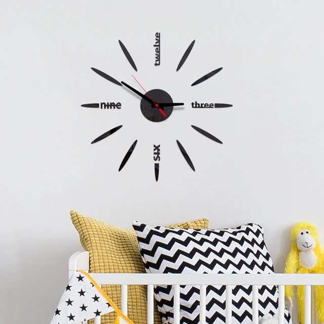 Mini Home Self-Adhesive Wall Clock 3D DIY Acrylic Mirror Stickers For Living Home Decoration Modern Quartz Needle Hanging Clock 4