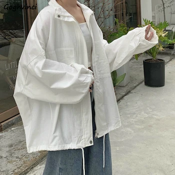 

Basic Jackets Women Solid Summer Loose Oversize Chic Breathable Sun-proof Coats High Quality Preppy Ins Tops Streetwear Harajuku