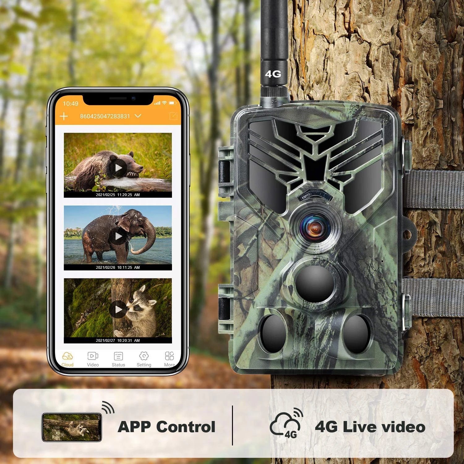 4K Live Broadcast APP Control Trail Camera FREE Cloud Service Wildlife Hunting Cameras 4G 30MP Wireless Night Vision HC810PRO