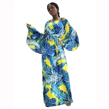 Африканские женщины с открытыми плечами Дашики одежда женщины бабочка рукав свободные длинные платья