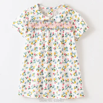 

Turn-down Collar Bebe Kids 100% Cotton Princess Dresses for Girls Short Sleeve Flower Tops one-piece Dress Baby Girl Clothes Tee